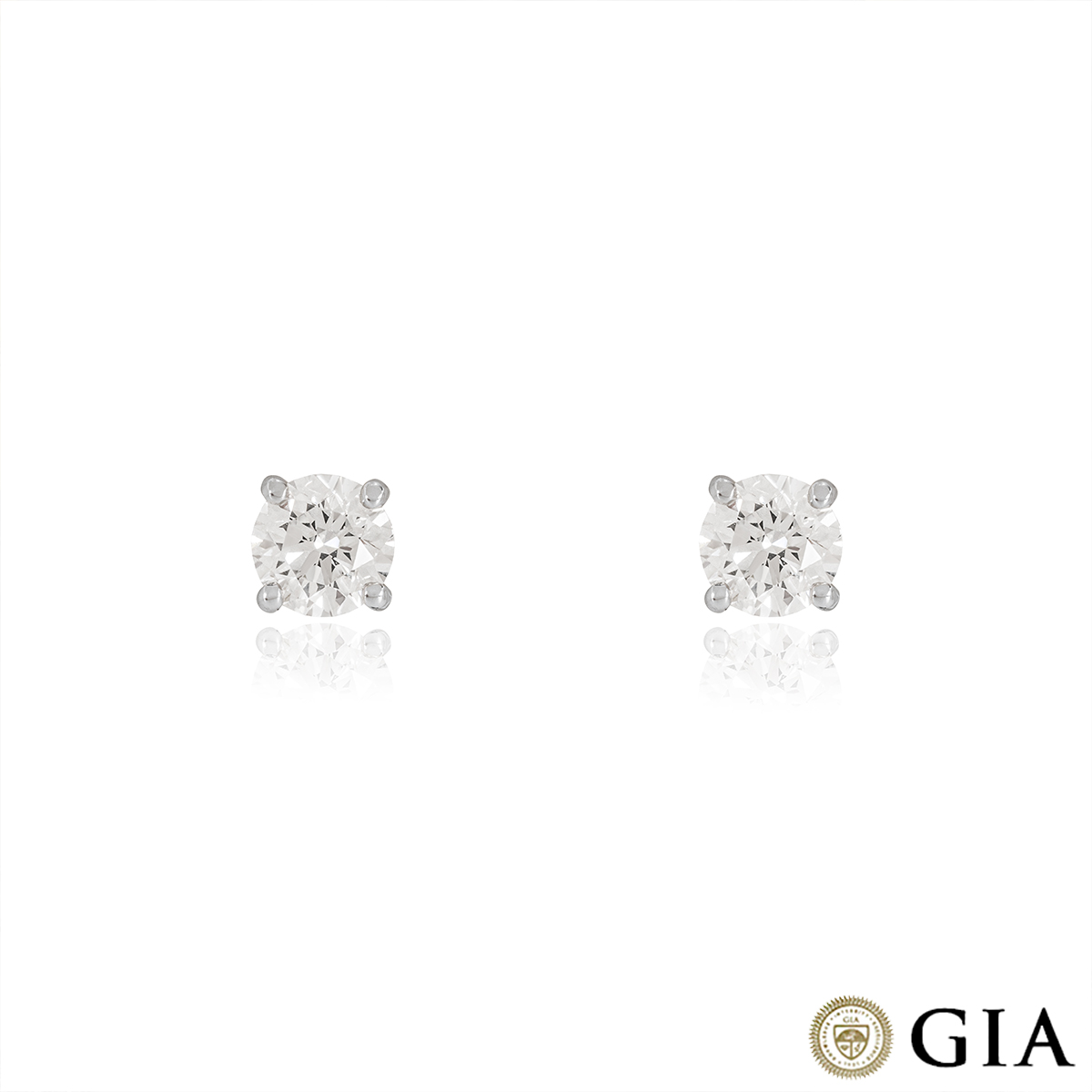 White Gold Round Brilliant Cut Diamond Earrings 1.41ct TDW